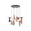 Moderne hanglampen in koperdesign met verschillende vormen