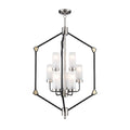 Moderne hanglamp met hexagonale vorm en glazen lampenkappen